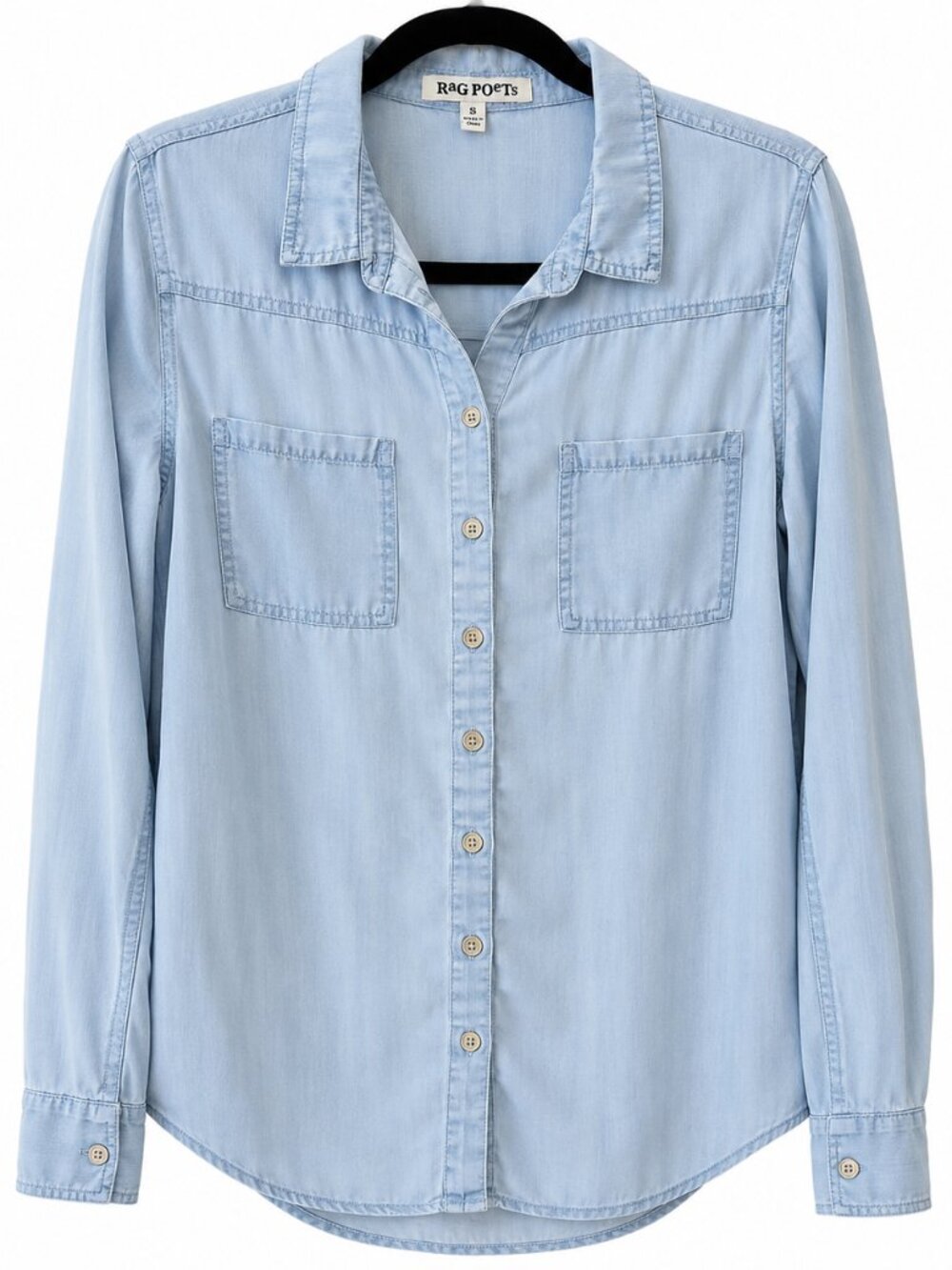 Rag Poets Tencel Chambray Button Front Shirt | Size Small